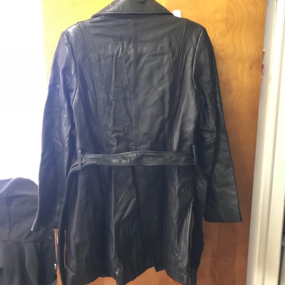 Wilson’s leather Black Trench button up Coat NWT - Picture 6 of 6